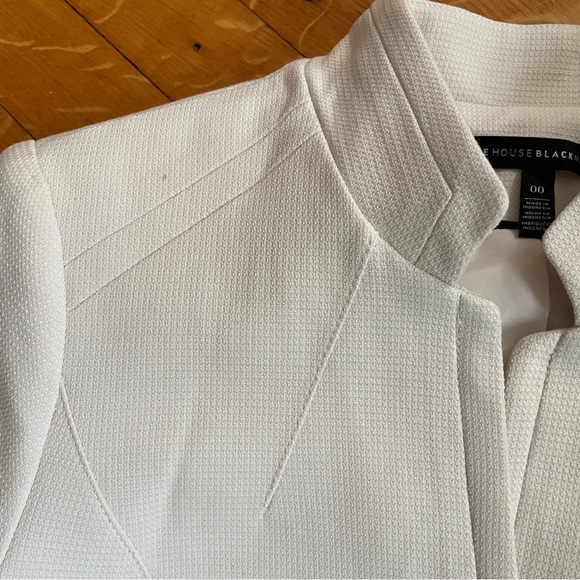 WHBM One Button No Collar 3/4 Sleeve Blazer in Cream Bone Off-White - Picture 10 of 12